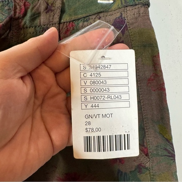 Sanctuary for Anthropologie NWT Green Tropical Floral Linen Blend Shorts Size 28 - Picture 4 of 6